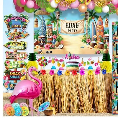 Kit de decoraciones Luau todo en uno: 180 piezas para celebraciones de cumpleaños y verano Foto 1 de 4