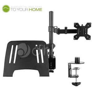 DIHL Monitor Stand Arm 13-27" with Laptop Shelf Mount Clamp - Picture 1 of 2