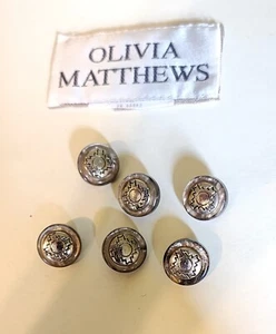 6 Olivia Matthews Black & Shell Shank Jacket Blazer 5/8" Gold Insert - Picture 1 of 3