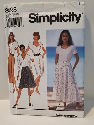 Simplicity 8498 Size 10-16 Slim or Flared Skirt Uncut Complete 1993 - Image 1 of 2