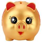 Golden Cute Plastic Pig Bank Pig Toy Coin Money Cash Collectible Saving Box Case