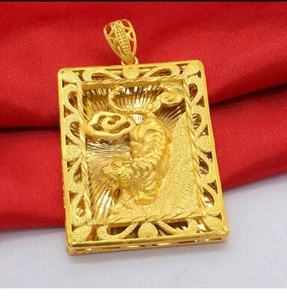 Domineering Tiger Pendant 22K 23K 24K THAI BAHT YELLOW GOLD GP Pendant - Picture 1 of 4