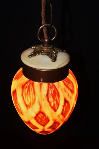 original 1950s French / Dutch art deco acorn-shaped flame ceiling light lantern Cover