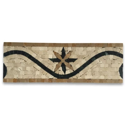 B0085P Marble Mosaic Border Listello Tile Wishingstar Gold 4x12 Polished - Image 1 of 4