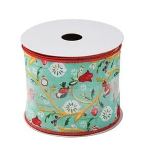 The Pioneer Woman Fabric Ribbon Bird Ogee Holiday Christmas - Picture 1 of 2