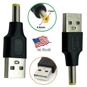 USB Male To 4.8x 1.7mm Plug 5V DC Power Supply Adapter Connector Converter - Picture 1 of 7