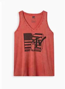 Torrid Cotton V Neck MTV Tank Top Wash Red 2 2X 18 20 #B04601 - Picture 1 of 4