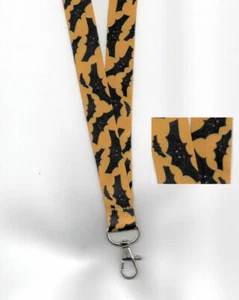 1 SPOOKY BATS Printed Yellow Black Halloween Fun Breakaway Lanyard: FREE UK P&P - Picture 1 of 1
