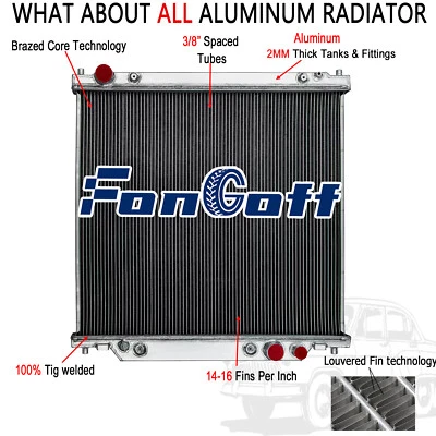 Aluminum 2-Row Radiator For 1999-04 Ford F250 F350 F450 F550 Super Duty 6.8 7.3L Foto 1 de 4