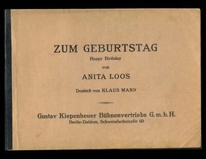 Anita LOOS/ Klaus MANN★ZUM GEBURTSTAG★orig. Bühnentyposkript★Thomas★EXTREM RAR!★ - Picture 1 of 6