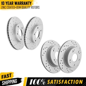 For Honda Civic 2016 2017- 2021 Front Rear Drilled Slotted Disc Brake Rotors Kit - Picture 1 of 5