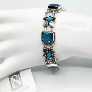 Nicky Butler 925 Sterling Blue Quartz Moonstone Amethyst Toggle Bracelet NEW NB - Picture 1 of 18