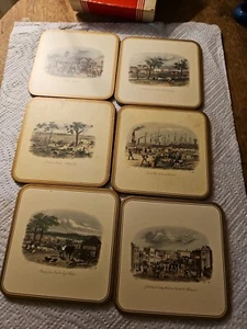 Juego de 6 posavasos Pimpinela vintage de 6 caballos, vacas, escénicos, hechos en Inglaterra, vintage - Imagen 1 de 6