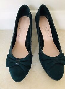 Ladies Bottle Green Faux Suede High Heel Shoes  Size 6