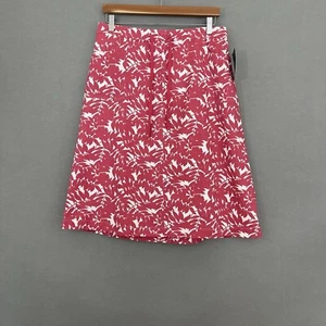 Denim & Co Skirt Womens Size Large Pink Floral Pull On Tie Waist A Line - Picture 1 of 17