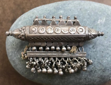 (B) Antique Silver Prayer Tube India Amulet Charm Pendant