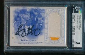2015 Topps Dynasty Sonny Gray Patch Auto BGS 9 Mint #d 6/10 Autograph - Picture 1 of 2