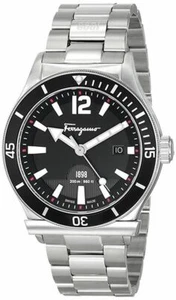 $1495 SALVATORE FERRAGAMO Men's BLACK 43mm Dial 200m Swiss Made Watch FF3130014 - Picture 1 of 13