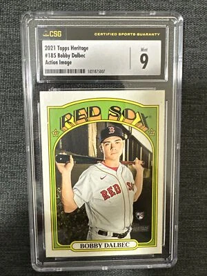 2021 Topps Heritage SP Action Image Variation Bobby Dalbec Rookie RC CSG 9 MINT - Image 1 of 2