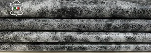 NEGRO VINTAGE LOOK DESGASTADO SOBRE GRIS Piel de Cordero 2 Pieles 12sqf 0.8mm B6484 - Imagen 1 de 7