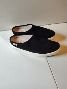 Staheekum Suede Mule Women's Size 9 Black Plush Leather Sneaker Slip On Shoe New - Picture 1 of 13