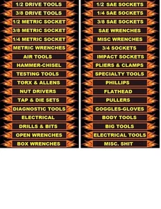 #336 - 34 Mechanics Magnetic Tool Box Labels. NICE! - Picture 1 of 2