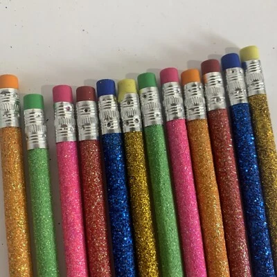 12 lápices de plomo con cubierta brillante con borrador fiesta de cumpleaños favor Navidad medias Foto 1 de 3