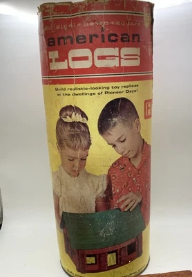 Juego de troncos americanos cuadrados tallados originales Halsam vintage n.º 815 68 piezas Foto 1 de 4