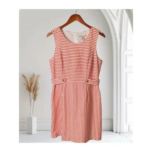 Banana Republic orange weiß gestreift ärmellos Fit Flare Kleid Damengröße 10 - Bild 1 von 9