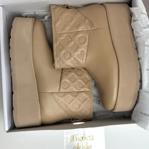 Stivaletti Guess donna marroni beige foderati in pelliccia sintetica plateau | Stivali 9,5M nuovi con scatola - Foto 1 di 13