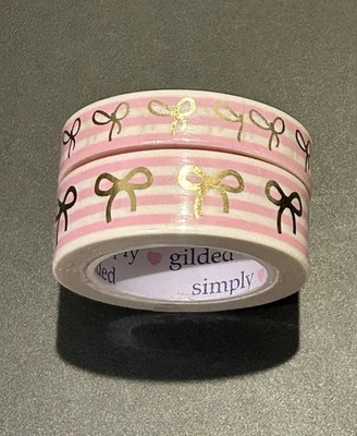 NUEVO Caramelo Simply Dorado Rayas Blanco y Rosa con Arcos Dorados Washi Tape 10 15 mm Foto 1 de 2