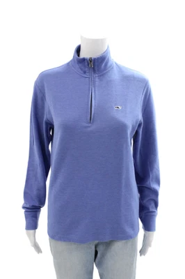 Camiseta básica para mujer Vineyard Vines manga larga cuarto cremallera azul talla XS Foto 1 de 4
