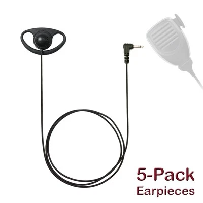 5x D-Shape 3.5mm Listen-Only Earpiece for Remote Shoulder Speaker Microphones - Image 1 of 4