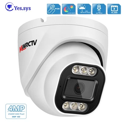 HD 4MP POE IP Camera Outdoor Motion Detection Smart Color Night Vision for NVR - Image 1 of 4