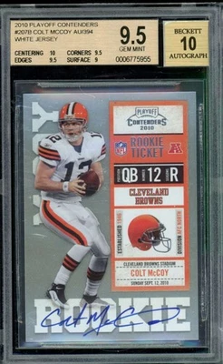 Colt McCoy Rookie Card 2010 Playoff Contenders Rookie Ticket #207B BGS 9.5 - Image 1 of 2