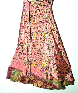 Incredible-art Vintage Silk Sari Magic Wrap Skirt Reversible Double Layer skirt, - Picture 1 of 6