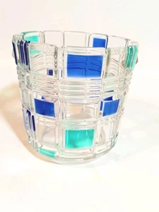 Mikasa Geometric Cut Glass Blue Green Stratton Ice Bucket 1999 See Photos - Picture 1 of 6