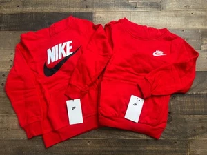 Nike Boys Hoodie Lot of 2 Red Pullover Size 6 | Swoosh Logo Sweatshirts NWT - Picture 1 of 6