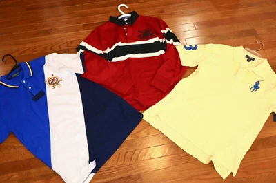 NEW Polo Ralph Lauren Lot Of 3 Polo Rugby Shirts Boys XL 18-20 Preppy - Image 1 of 4