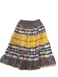 Vintage Carole Little Colorful Midi Rock Sm Artsy Boho 100% Baumwolle Folksy - Bild 1 von 6