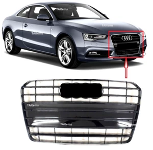 FRONT RADIATOR CENTER GRILLE CHROME TRIM FITS AUDI A5 B8 2012-2016 FACELIFT - Picture 1 of 5