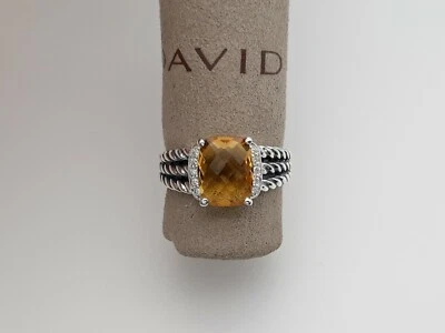 David Yurman Petite Wheaton 戒指 带黄水晶和钻石 尺寸 7 — 第 1/4 张图片