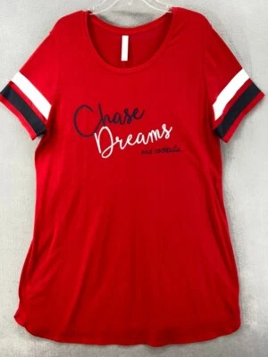 Женская футболка для сна Sleep by Cacique 14 16 красная черная с коротким рукавом Chase Dreams - Изображение 1 из 4