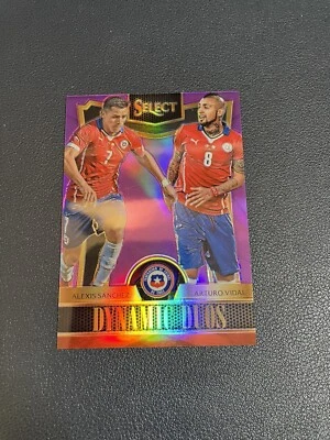 2015 Panini Select Dynamic Duos purple Prizm /99 Arturo Vidal Alexis Sanchez #4 - Image 1 of 2