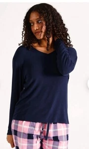 SOHO * Woman’s Soft Stretch Rib Long Sleeve Top in Navy * Sz XL * BNWT - Picture 1 of 5