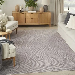 Nourison Washables Abstract Ivory Grey 8' x 10' Area Rug, Easy Cleaning, Non - Picture 1 of 9