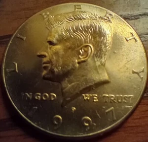 1997 Kennedy Half Dollar HUGE DIE CRACK Mint Error Die Cracked In Half - Picture 1 of 1