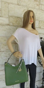 NWT MICHAEL KORS JOAN MD Unique, SHOULDER HOBO Leather Green Snake embossed! - Picture 1 of 12