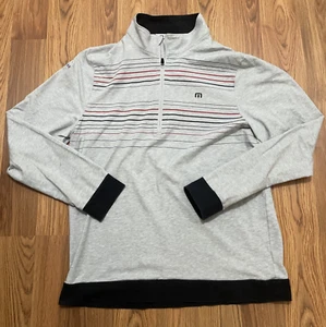 Travis Mathew Pullover Mens Large Performance Mock Neck Stripe Golf Gray - Picture 1 of 14