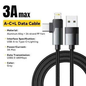 ESSAGER 2 in 1 Cavo USB Tipo C PD Ricarica Rapida Cavo Dati per Cellulare - Foto 1 di 8